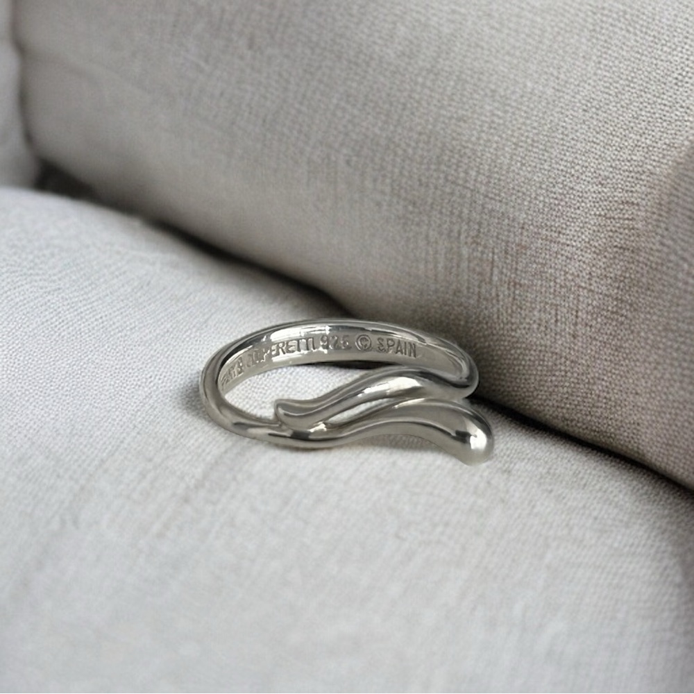 Tiffany & Co x Elsa Peretti 925 Sterling Silver Snake/Teardrop Ring